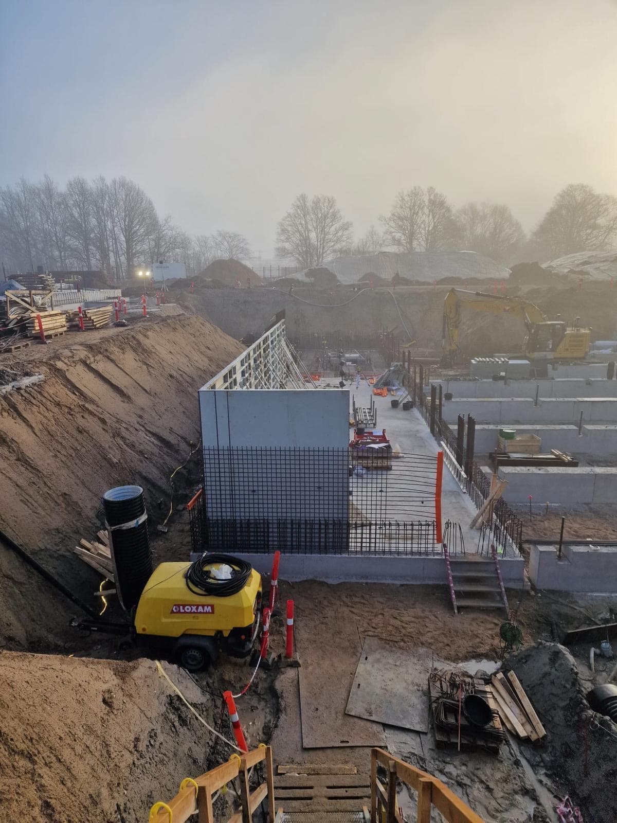 Forskalling og armering på byggeplads